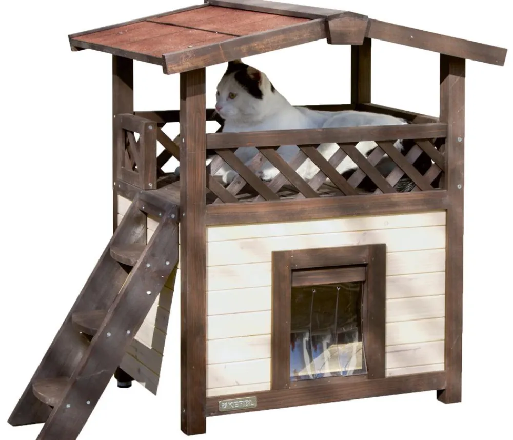 Kerbl Mehr Schlaf- & Kratzmöbel - Katzenhaus 4-Seasons Deluxe Dunkelbraun