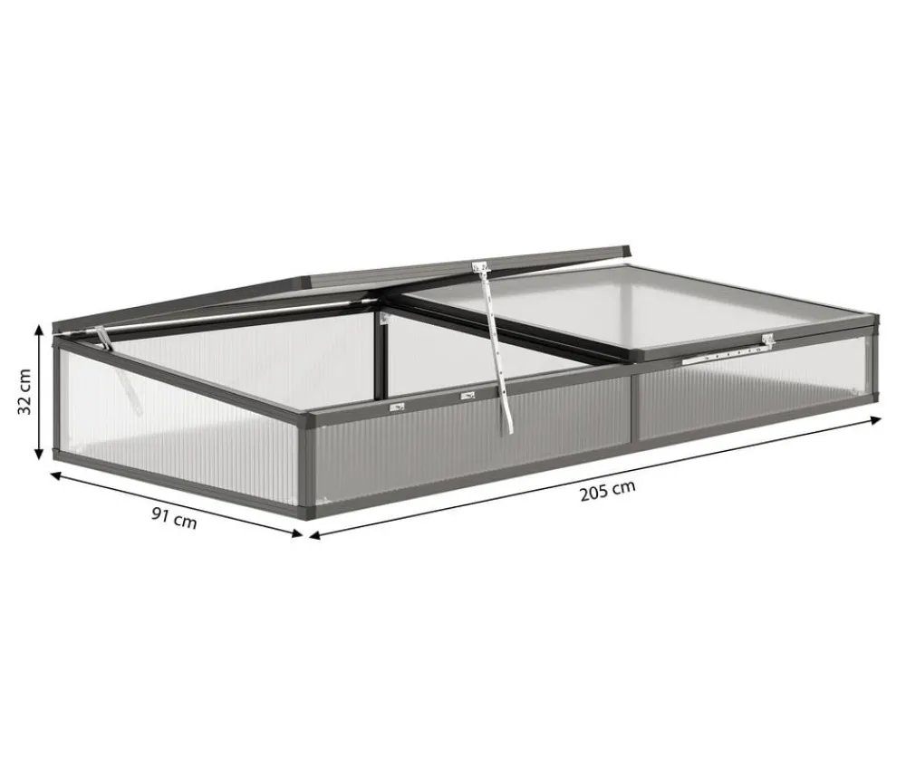 KGT Hochbeete & Frühbeete - Frühbeetaufsatz 210, , ca. B205/H32/T91 cm Anthrazit