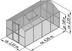 KGT Gewächshäuser - Gewächshaus Aptasia IV, ESG, ca. B233/H235/T429 cm Anthrazit