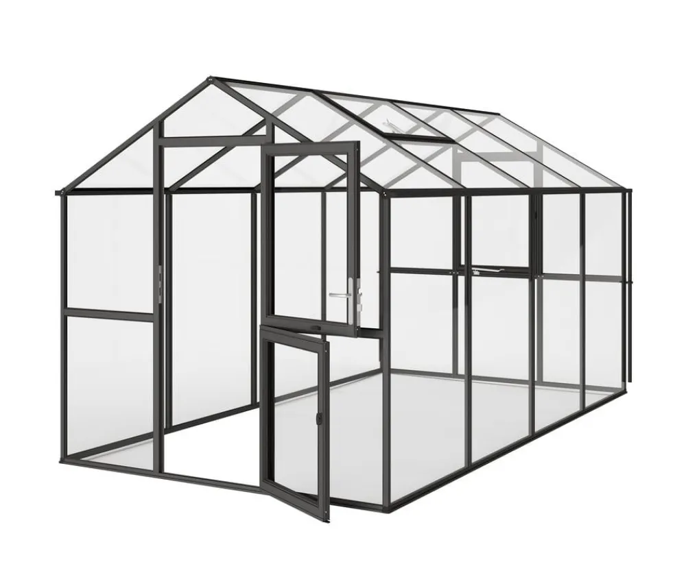 KGT Gewächshäuser - Gewächshaus Aptasia IV, ESG, ca. B233/H235/T429 cm Anthrazit
