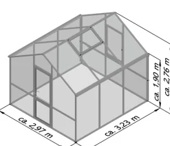 KGT Gewächshäuser - Gewächshaus Dahlie III, ca. B297/H276/T323 cm Dunkelgrün