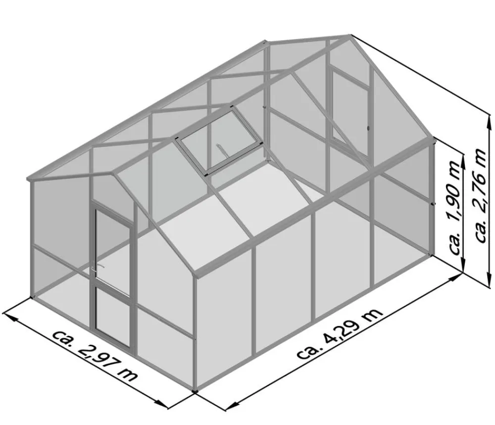 KGT Gewächshäuser - Gewächshaus Dahlie IV, ca. B297/H276/T429 cm Anthrazit
