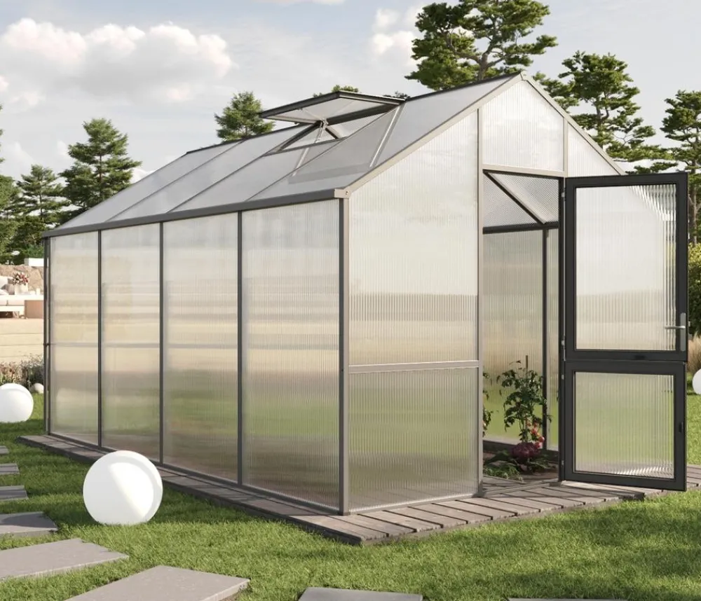 KGT Gewächshäuser - Gewächshaus Dahlie IV, ca. B297/H276/T429 cm Anthrazit
