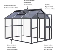 KGT Gewächshaus Galant III, ESG + HKP Dunkelgrau New