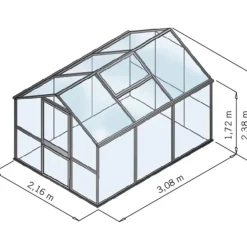 KGT Gewächshaus Galant III, ESG + HKP Dunkelgrau New
