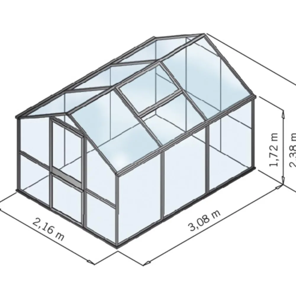 KGT Gewächshäuser - Gewächshaus Galant III, ESG + HKP Dunkelgrün