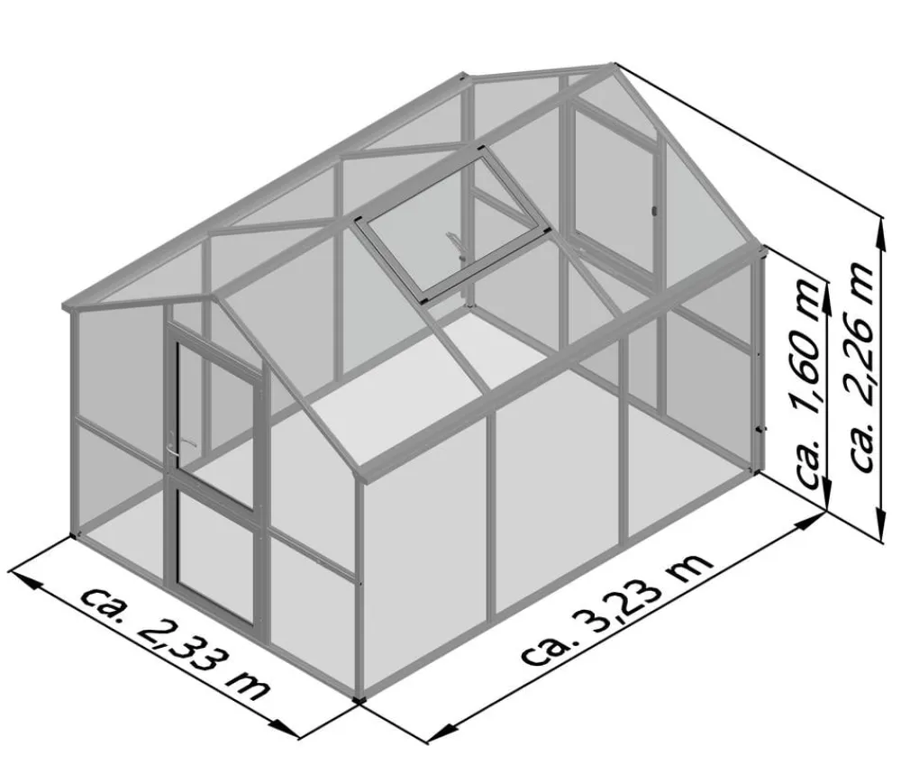 KGT Gewächshaus Iris III, ca. B233/H226/T323 cm Silber Hot