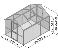 KGT Gewächshaus Iris III, ca. B233/H226/T323 cm Dunkelgrün Discount