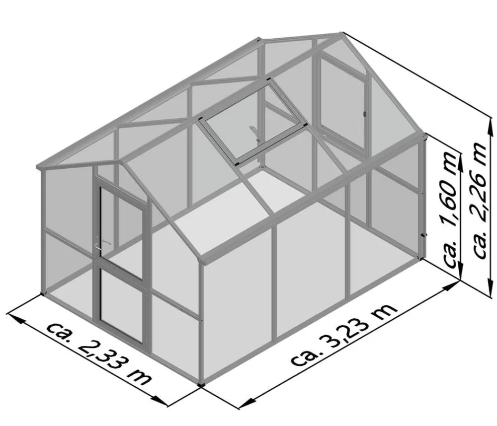 KGT Gewächshaus Iris III, ca. B233/H226/T323 cm Dunkelgrün Discount