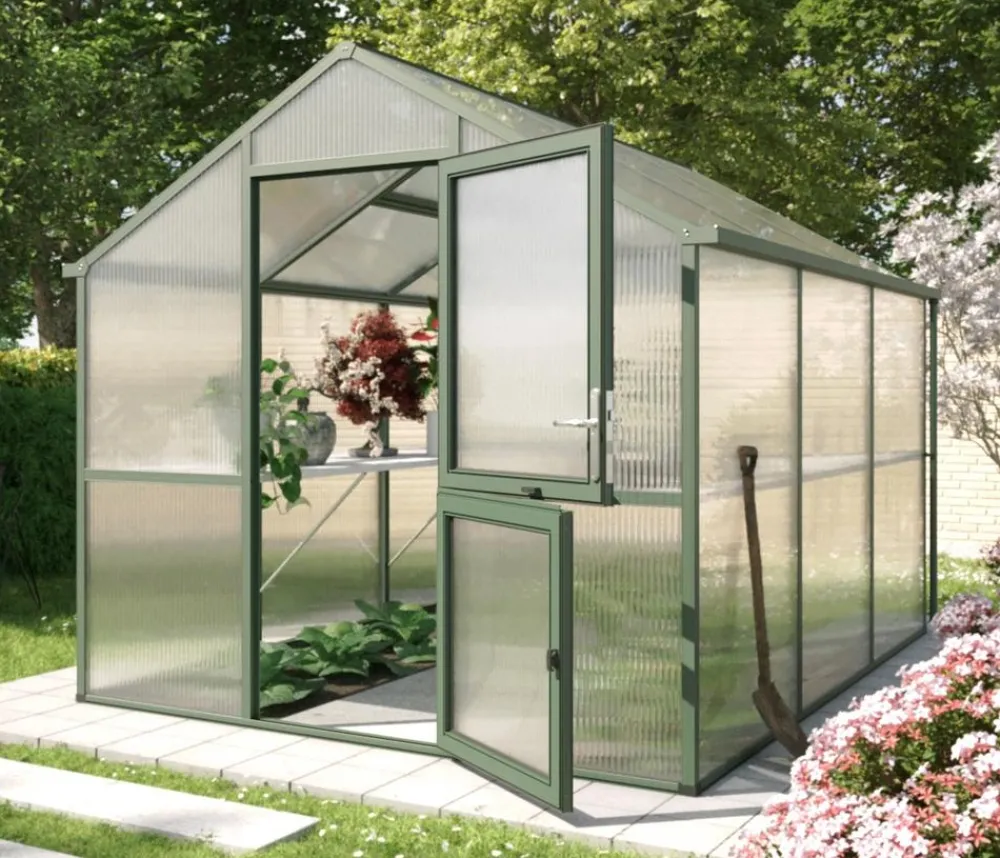 KGT Gewächshaus Iris III, ca. B233/H226/T323 cm Dunkelgrün Discount