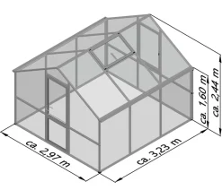 KGT Gewächshäuser - Gewächshaus Nelke III, ca. B297/H244/T323 cm Dunkelgrün