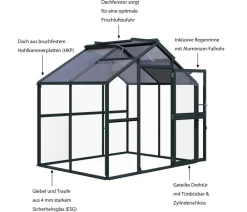 KGT Gewächshaus Novum II, ESG + HKP Dunkelgrün Clearance