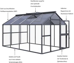 KGT Gewächshäuser - Gewächshaus Novum IV, ESG + HKP Dunkelgrau