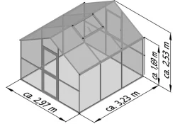 KGT Gewächshaus Ortasia III, ESG, ca. B297/H253/T323 cm Anthrazit Hot
