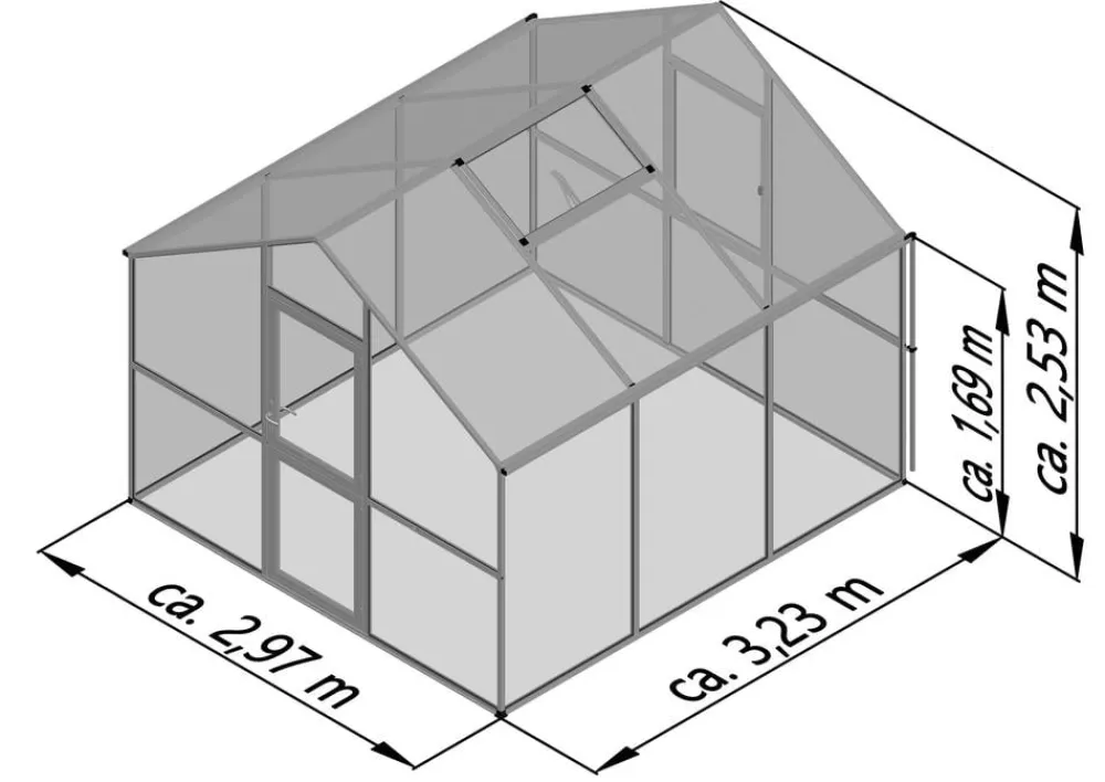 KGT Gewächshaus Ortasia III, ESG, ca. B297/H253/T323 cm Anthrazit Hot