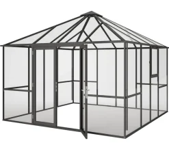 KGT Gewächshaus-Pavillon PaviLux 3,50 x 3,50 m ESG, ca. B350/H302/T350 cm Anthrazit Clearance