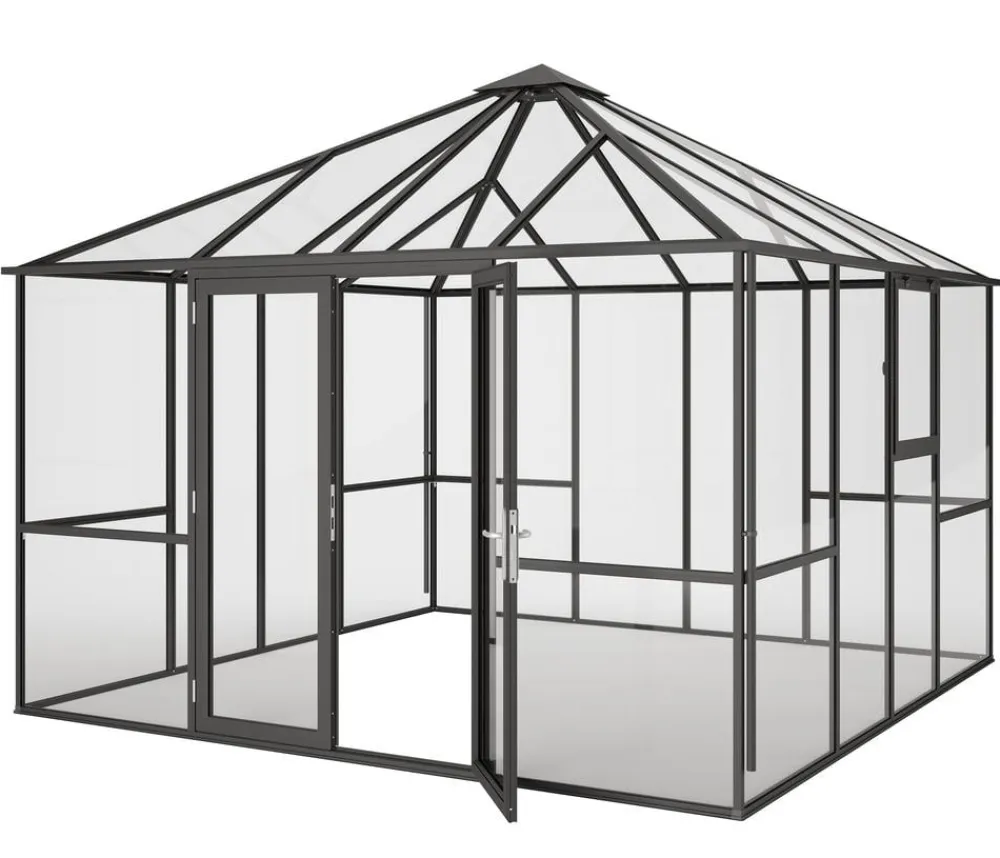 KGT Gewächshaus-Pavillon PaviLux 3,50 x 3,50 m ESG, ca. B350/H302/T350 cm Anthrazit Clearance