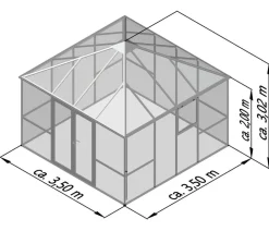 KGT Gewächshaus-Pavillon PaviLux 3,50 x 3,50 m ESG, ca. B350/H302/T350 cm Anthrazit Clearance