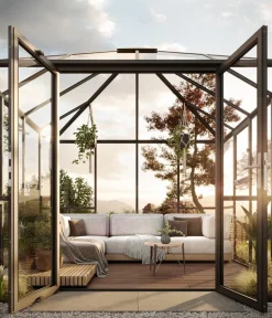 KGT Gewächshaus-Pavillon PaviLux 3,50 x 3,50 m ESG, ca. B350/H302/T350 cm Anthrazit Clearance