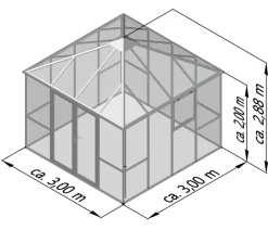 KGT Gewächshaus-Pavillon PaviLux 3 x 3 m ESG, ca. B300/H288/T300 cm Anthrazit Sale