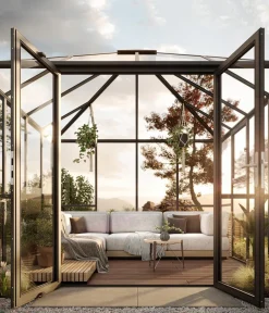 KGT Gewächshaus-Pavillon PaviLux 3 x 3 m ESG, ca. B300/H288/T300 cm Anthrazit Sale