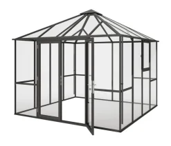 KGT Gewächshaus-Pavillon PaviLux 3 x 3 m ESG, ca. B300/H288/T300 cm Anthrazit Sale