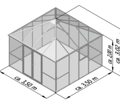 KGT Pavillons - Gewächshaus-Pavillon PaviLux 3,50 x 3,50 m ESG/HKP, ca. B350/H302/T350 cm Anthrazit