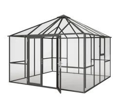 KGT Pavillons - Gewächshaus-Pavillon PaviLux 3,50 x 3,50 m ESG/HKP, ca. B350/H302/T350 cm Anthrazit