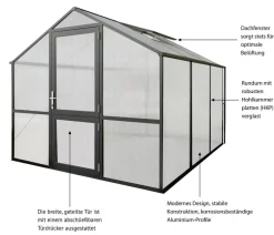 KGT Gewächshäuser > Gewächshaus Rose III, ca. B233/H215/T322 cm