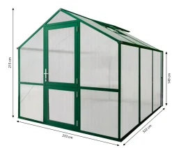 KGT Gewächshäuser - Gewächshaus Rose III, ca. B233/H215/T322 cm Dunkelgrün