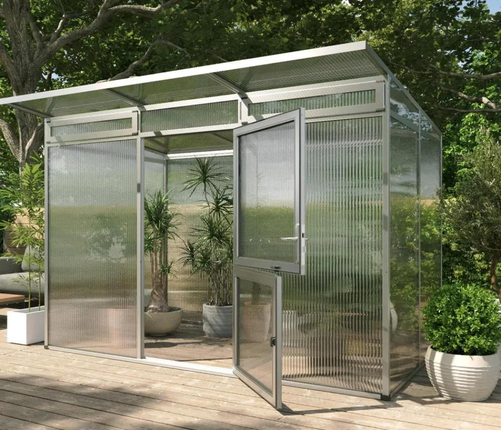 KGT Gewächshaus Santini II, ca. B297/H215/T254 cm Silber Discount