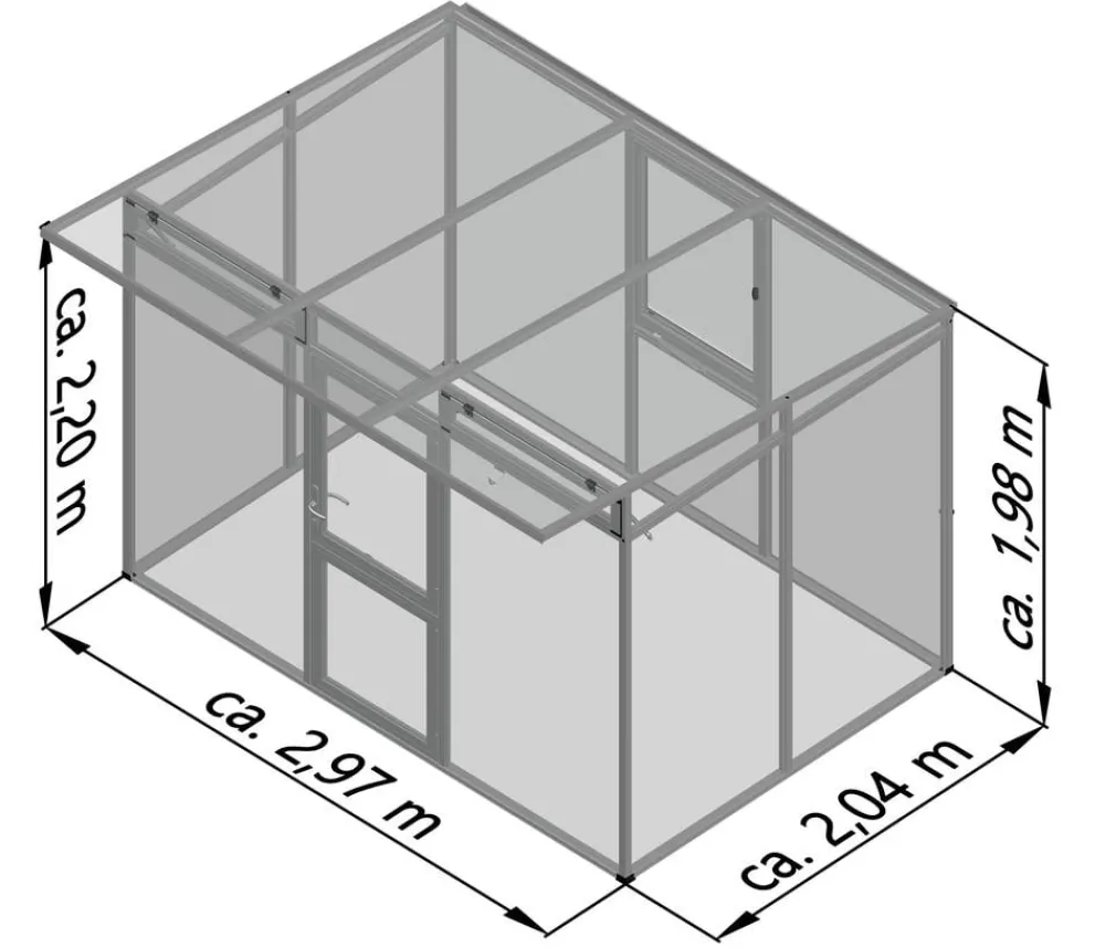 KGT Gewächshaus Santini II, ca. B297/H215/T254 cm Silber Discount