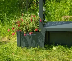 KHW Kunststoff-Gartenbank mit Rosenbogen Brüssel, ca. B174/H207/T49 cm Dunkelgrau Outlet