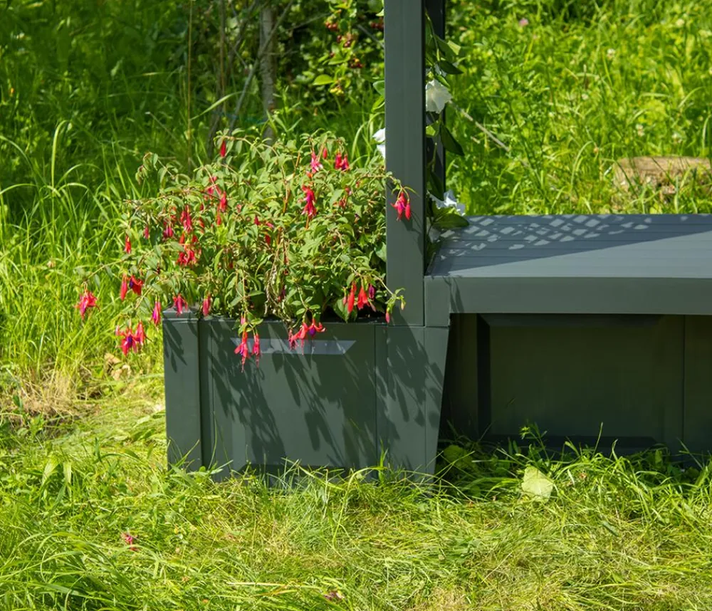 KHW Kunststoff-Gartenbank mit Rosenbogen Brüssel, ca. B174/H207/T49 cm Dunkelgrau Outlet