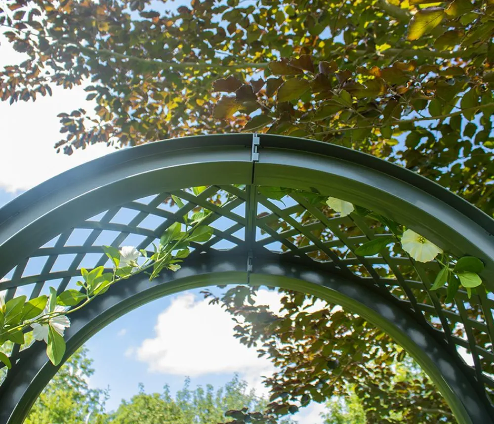 KHW Kunststoff-Gartenbank mit Rosenbogen Brüssel, ca. B174/H207/T49 cm Dunkelgrau Outlet