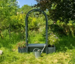 KHW Kunststoff-Gartenbank mit Rosenbogen Brüssel, ca. B174/H207/T49 cm Dunkelgrau Outlet