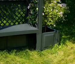 KHW Kunststoff-Gartenbank mit Rosenbogen Amsterdam, ca. B174/H207/T49 cm Dunkelgrau