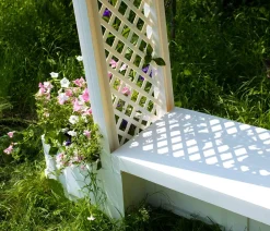 KHW Gartenbänke Kunststoff|Rosenbögen - Kunststoff-Gartenbank mit Rosenbogen Brüssel, ca. B174/H207/T49 cm Weiß