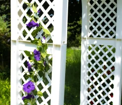 KHW Gartenbänke Kunststoff|Rosenbögen - Kunststoff-Gartenbank mit Rosenbogen Brüssel, ca. B174/H207/T49 cm Weiß