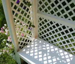 KHW Gartenbänke Kunststoff|Rosenbögen - Kunststoff-Gartenbank mit Rosenbogen Amsterdam, ca. B174/H207/T49 cm Weiß