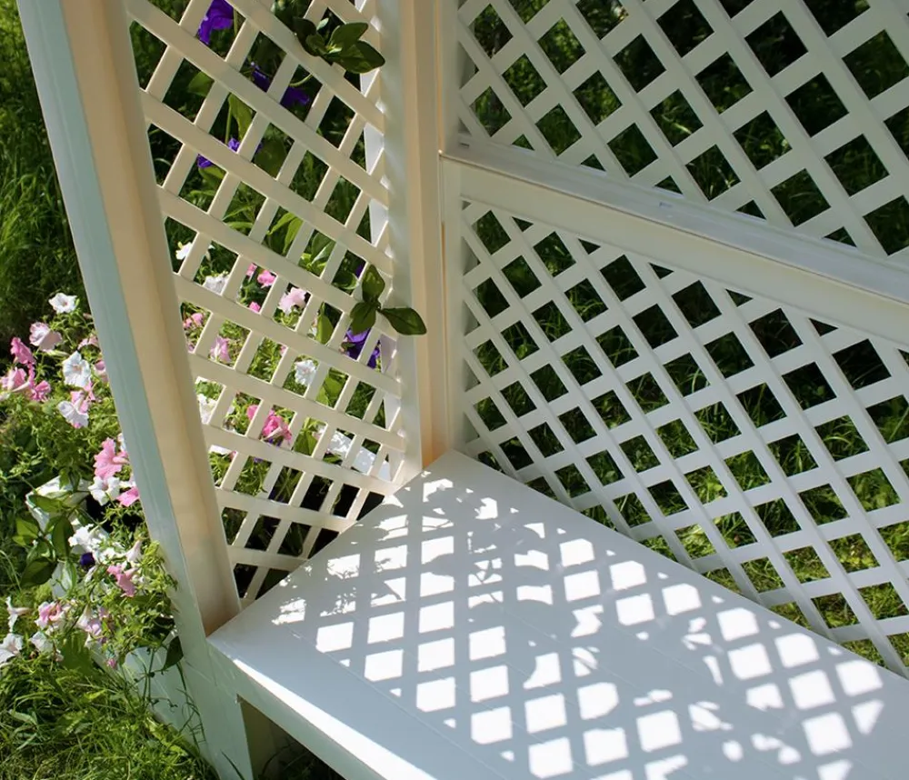 KHW Gartenbänke Kunststoff|Rosenbögen - Kunststoff-Gartenbank mit Rosenbogen Amsterdam, ca. B174/H207/T49 cm Weiß