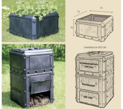 KHW Komposter & Abfallbehälter - Kunststoff-Komposter Bio Quick, 230 Liter Dunkelgrau