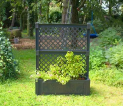 KHW Pflanzkübel & Blumenkästen - Kunststoff-Pflanzkasten mit Spalier, 100 x 43 x 140 cm Dunkelgrau