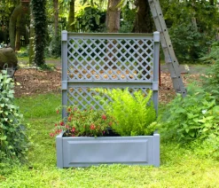 KHW Kunststoff-Pflanz mit Spalier, ca. B100/H140/T43 cm Grau Clearance