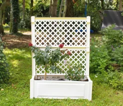KHW Pflanzkübel & Blumenkästen - Kunststoff-Pflanz mit Spalier, ca. B100/H140/T43 cm Weiß