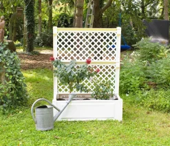 KHW Pflanzkübel & Blumenkästen - Kunststoff-Pflanz mit Spalier, ca. B100/H140/T43 cm Weiß