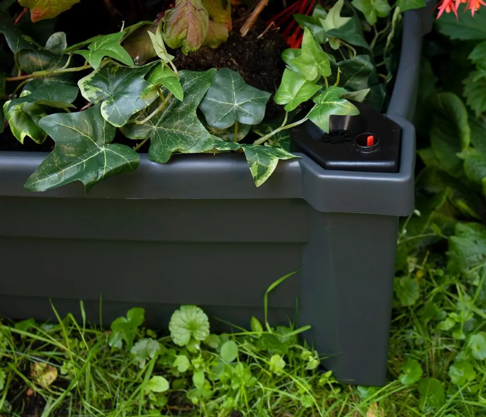 KHW Pflanzkübel & Blumenkästen - Kunststoff-Pflanzkasten Calypso, inkl. Spalier und Rollen Dunkelgrau