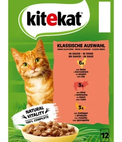 Kitekat® Nassfutter für Katzen Multipack Klassische Auswahl in Sauce, Adult, 12 x 85 g Online