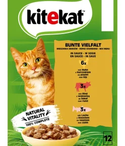 Kitekat® Nassfutter für Katzen Multipack Bunte Vielfalt in Sauce, Adult, 12 x 85 g Clearance