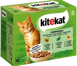 Kitekat® Nassfutter Katze - Nassfutter für Katzen Multipack Landpicknick in Sauce, Adult, 12 x 85 g